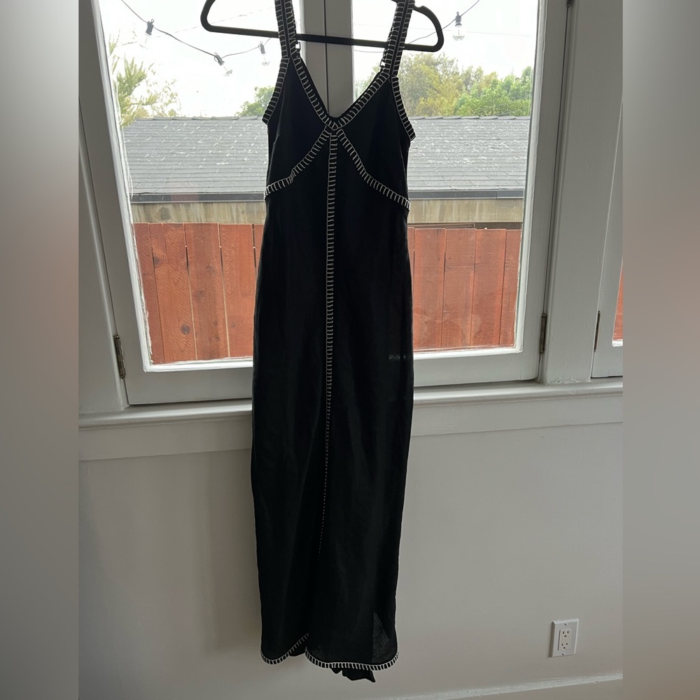 DISSH Black Midi Dress with White Stitching